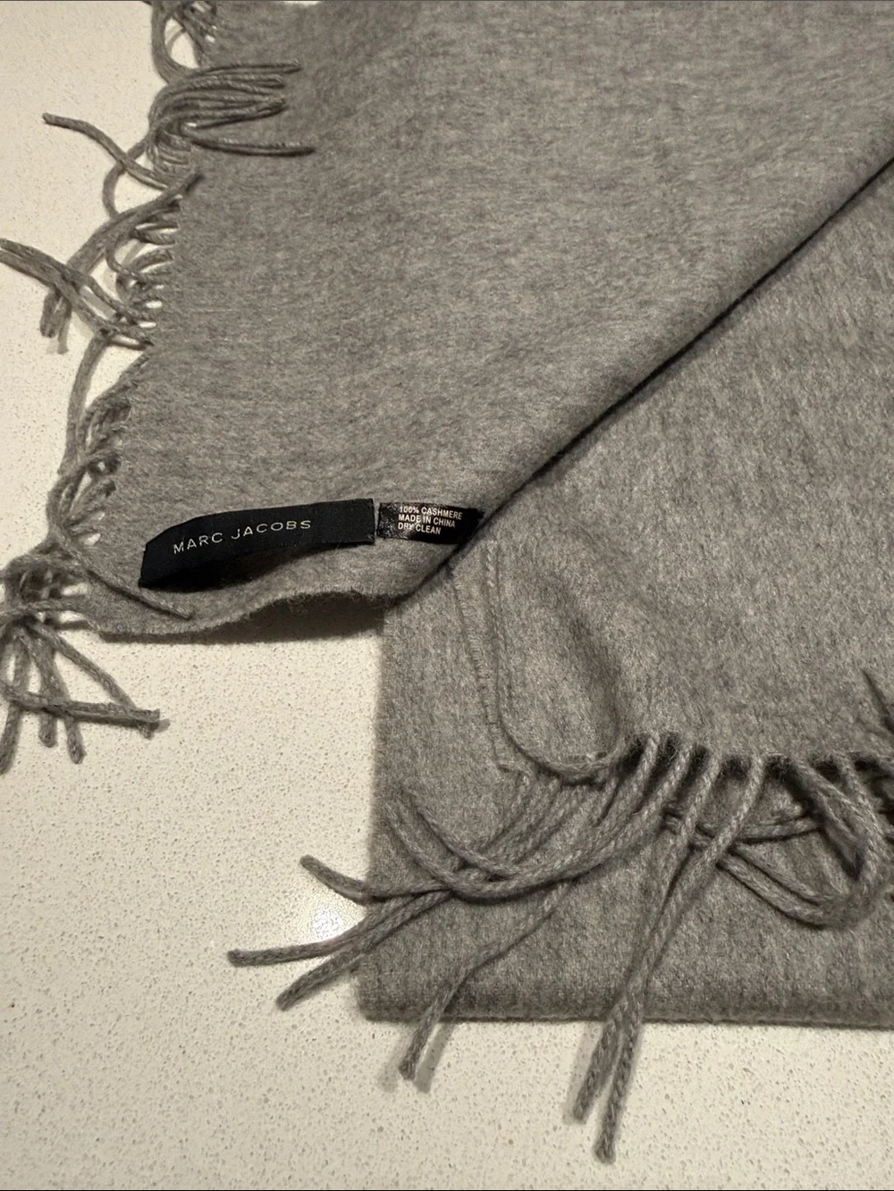 Marc Jacobs Gray Fringe Wool Scarf